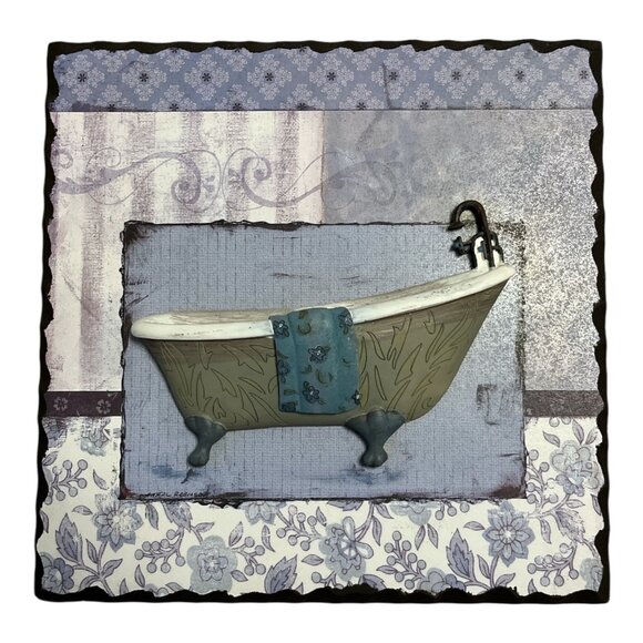 Plaid Mint Clawfoot Tub Wall Art – 2011 Bed Bath & Beyond Bathroom Decor, 3D Mix - Picture 1 of 2